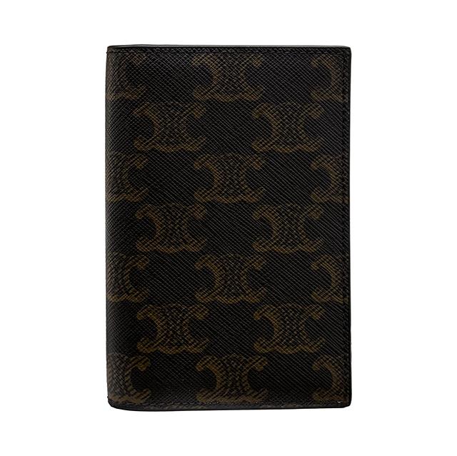 CELINE Triomphe Canvas Vertical Card Holder Wallet Silver