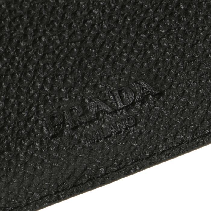 PRADA Vitello Leather Card Holder Black Wallet