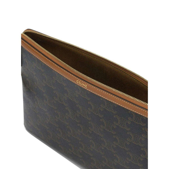 CELINE Triomphe Small Tan Leather Clutch Bag