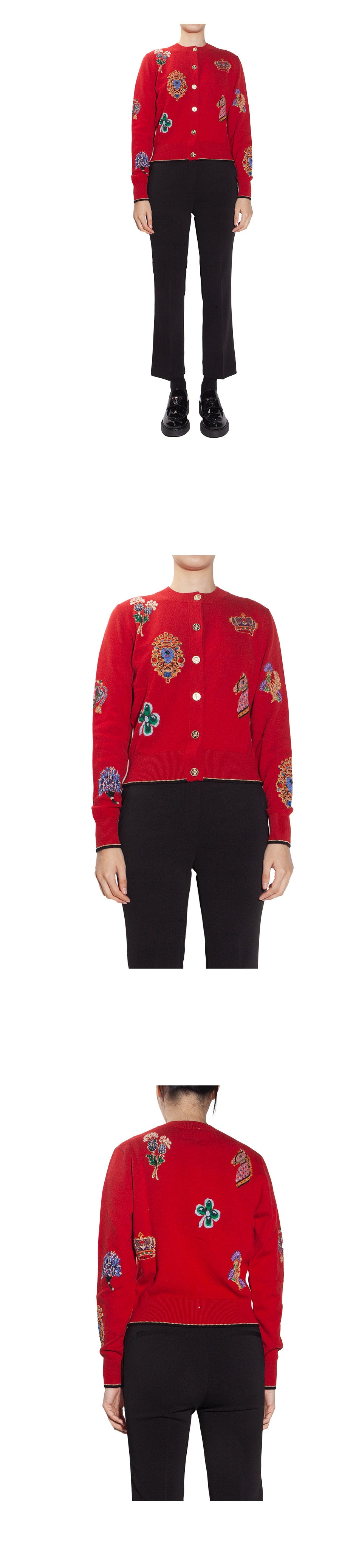 BARRIE Women's Scottish Symbol Cashmere Cardigan C197243
