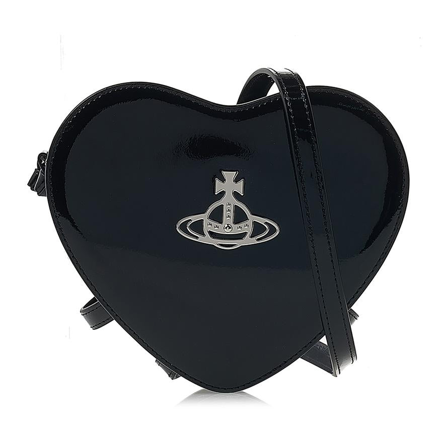Vivienne Westwood Louise Heart Crossbody Bag Black Leather
