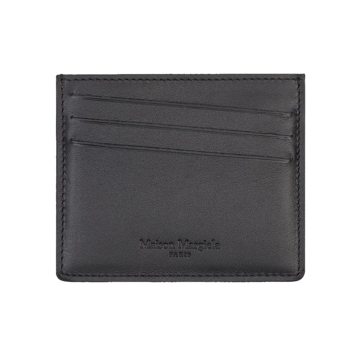 Maison Margiela Two-Tone Logo Stitch Card Holder Black Beige