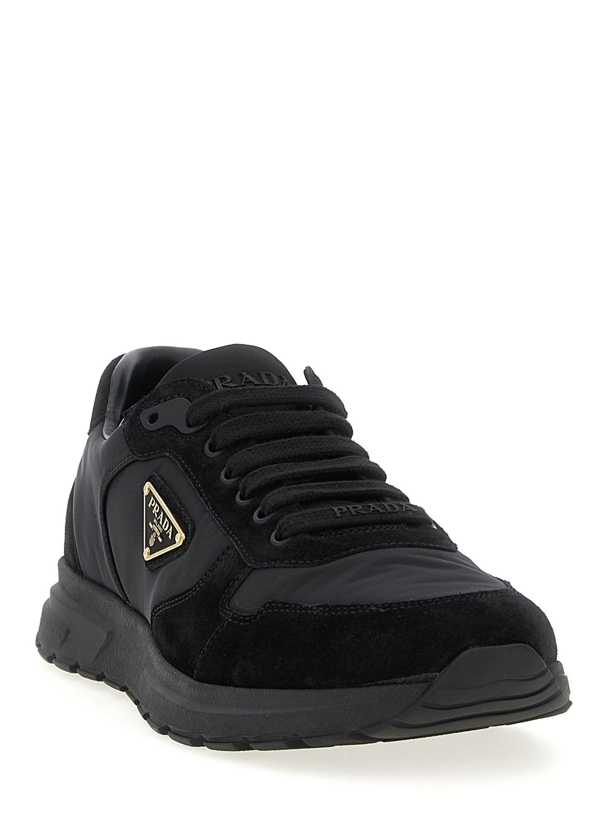 PRADA Black Leather Low-Top Sneakers