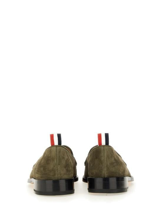 THOM BROWNE Dark Green Leather Loafers