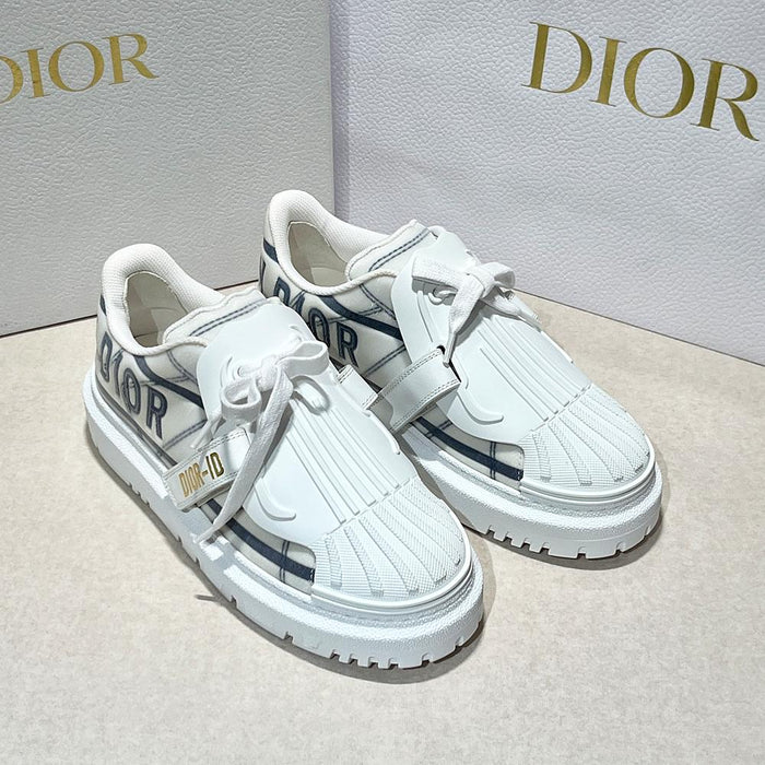 DIOR White French Blue Technical Fabric ID Low-Top Sneakers
