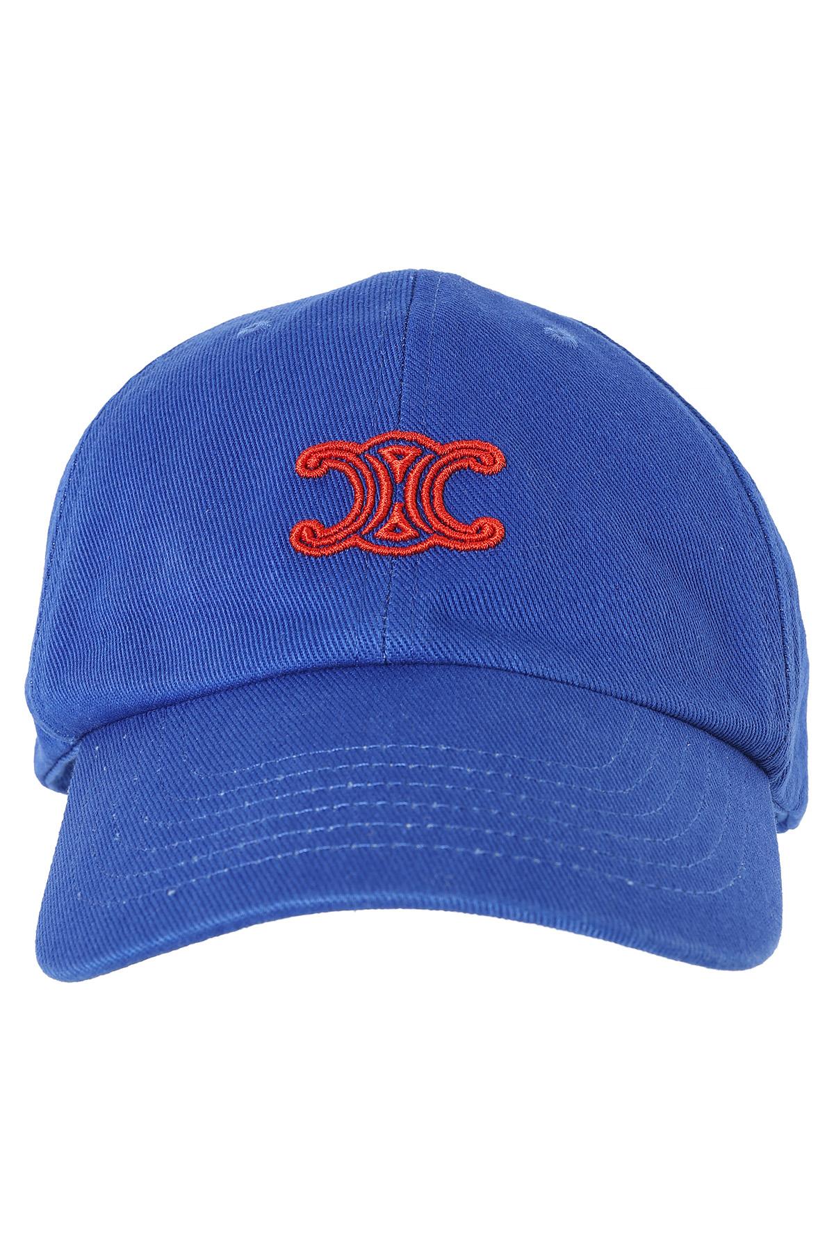 CELINE Vivienne Cotton Twill Cap Blue Red