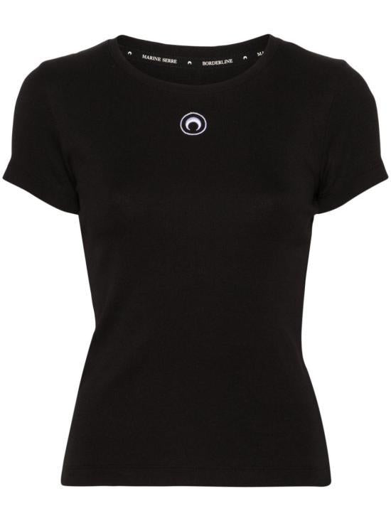 Marine Serre Black Short Sleeve T-Shirt WTT012 ACJER 0008 BK99