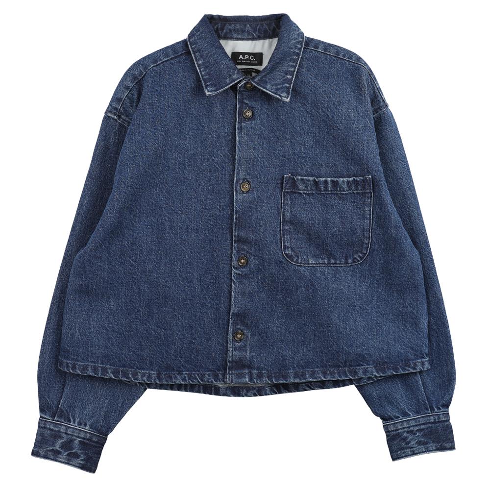 A.P.C. Samantha Brody Button Front Chest Pocket Denim Overshirt COHET F02895 IAL