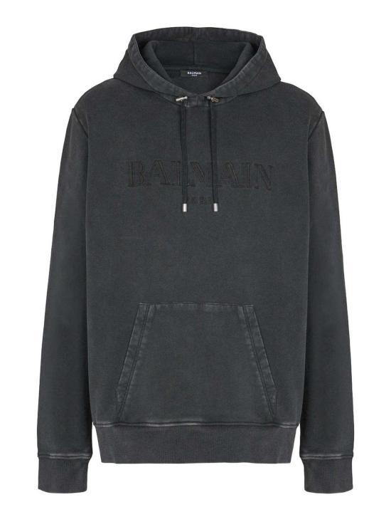 Balmain Yellow Logo Print Hoodie for Women FH1JT047 BC72YGD
