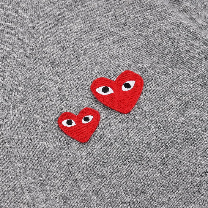 Comme des Garcons Unisex Double Heart Patch Cardigan AX N072 051 GREY