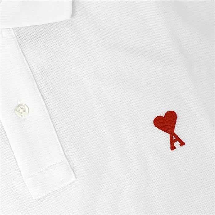 AMI Men's Heart Logo Embroidered Pique Short Sleeve Polo Shirt BFHPL001     PK