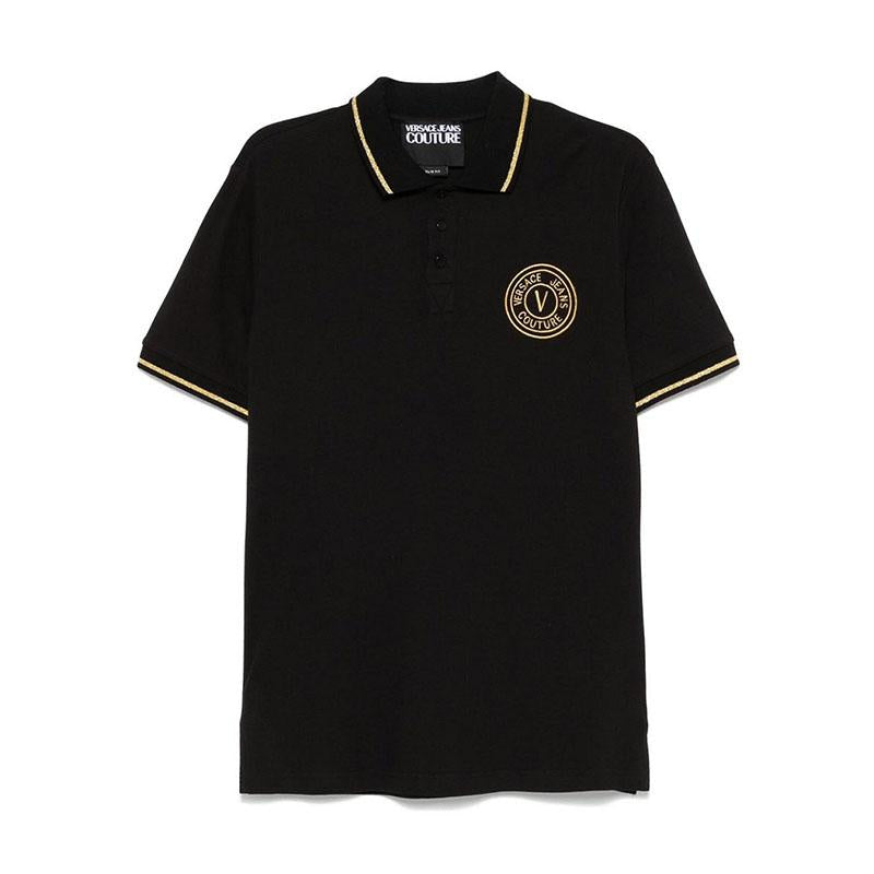 Versace V Emblem Logo Embroidered Black Men’s Polo Shirt