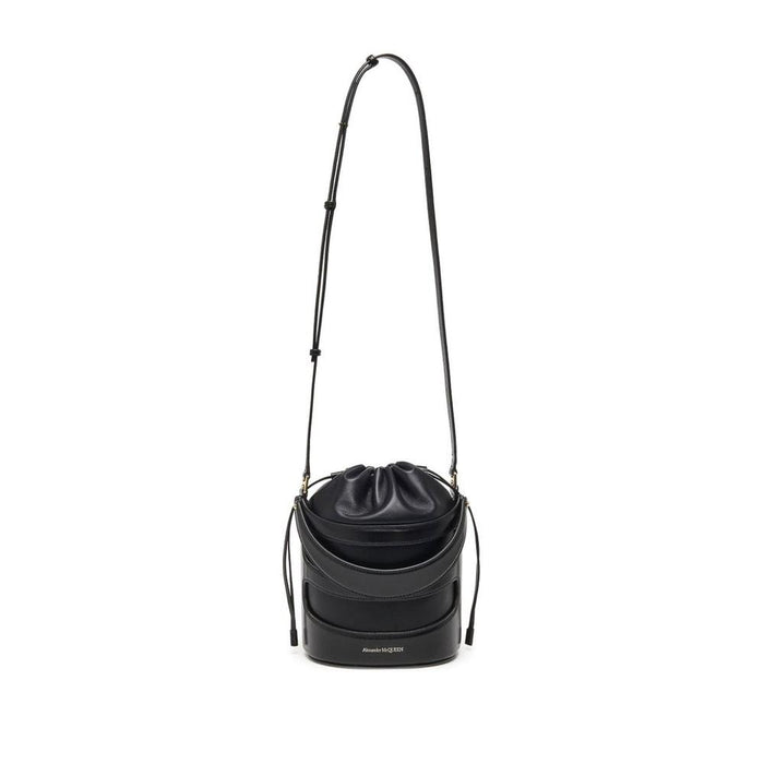 Alexander Mcqueen Rise Bucket Bag Black Leather Shoulder Bag