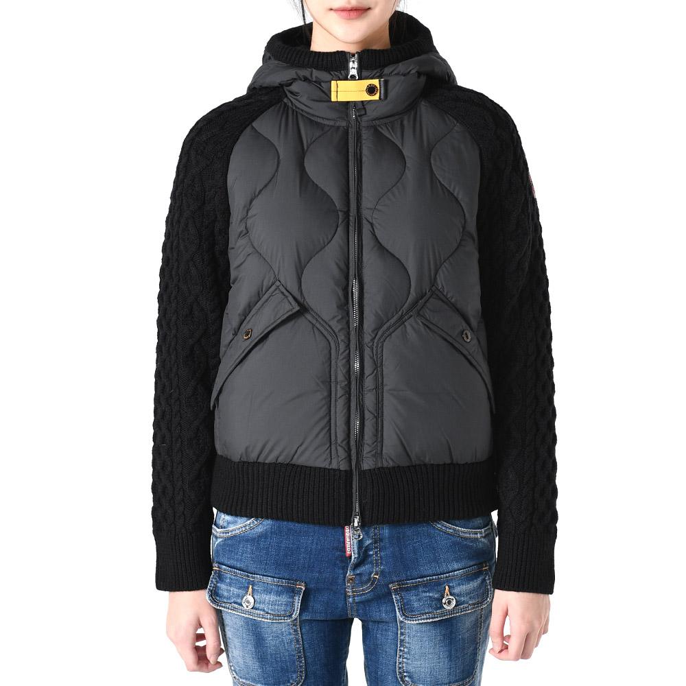 Parajumpers Knit Mix Padded Hooded Zip Jacket Black