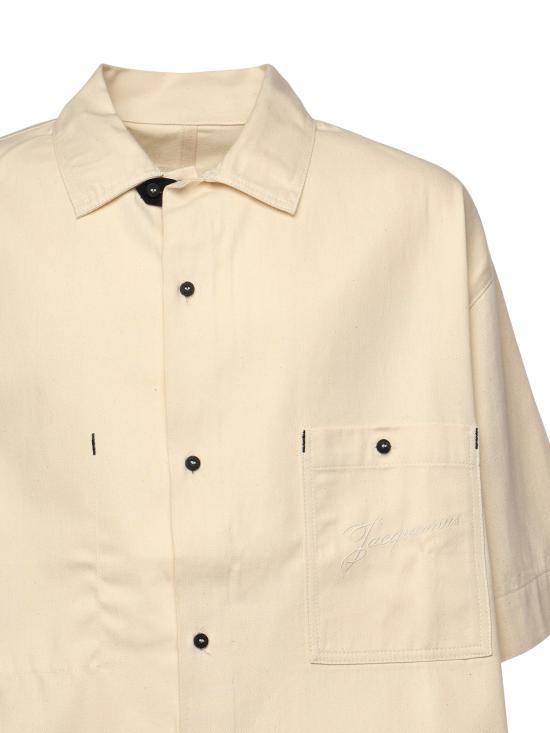 JACQUEMUS Short-Sleeve Shirt Men’s White Cotton Bu 255DE0601516110 OFF WHITE DOM