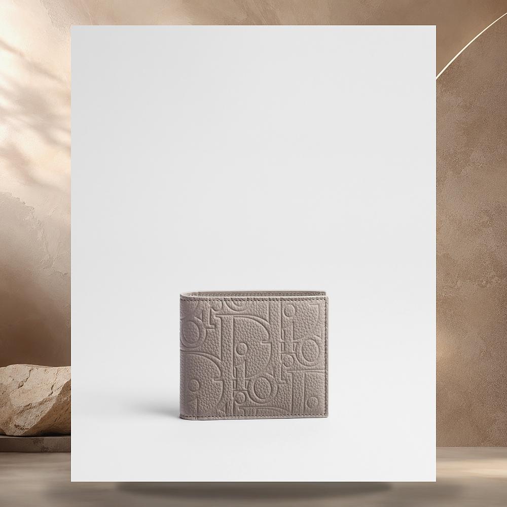 DIOR Trianon Gray Gravity Leather Coin Card Holder Wallet 2ESBC347MLM H00G