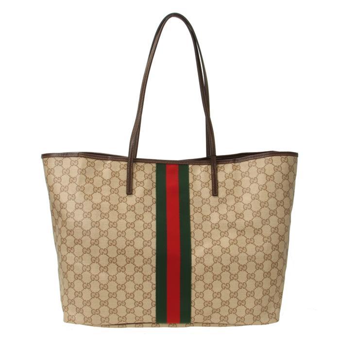 GUCCI Tribeca Large Tote Bag Beige Leather Top Handle Tote