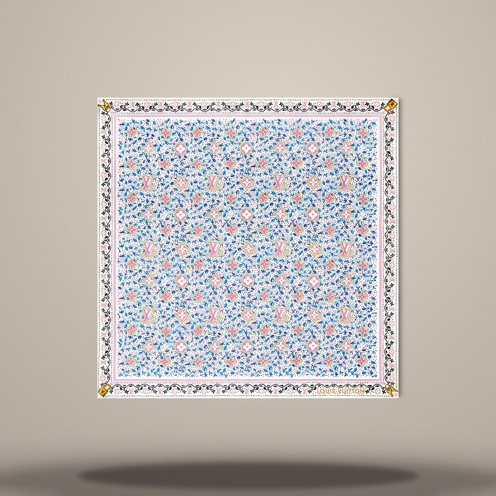Louis Vuitton Summer Garden Square 55 Blue Scarf M98386