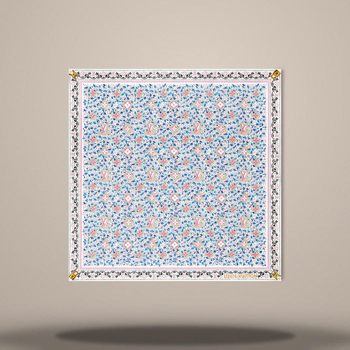 Louis Vuitton Summer Garden Square 55 Blue Scarf M98386