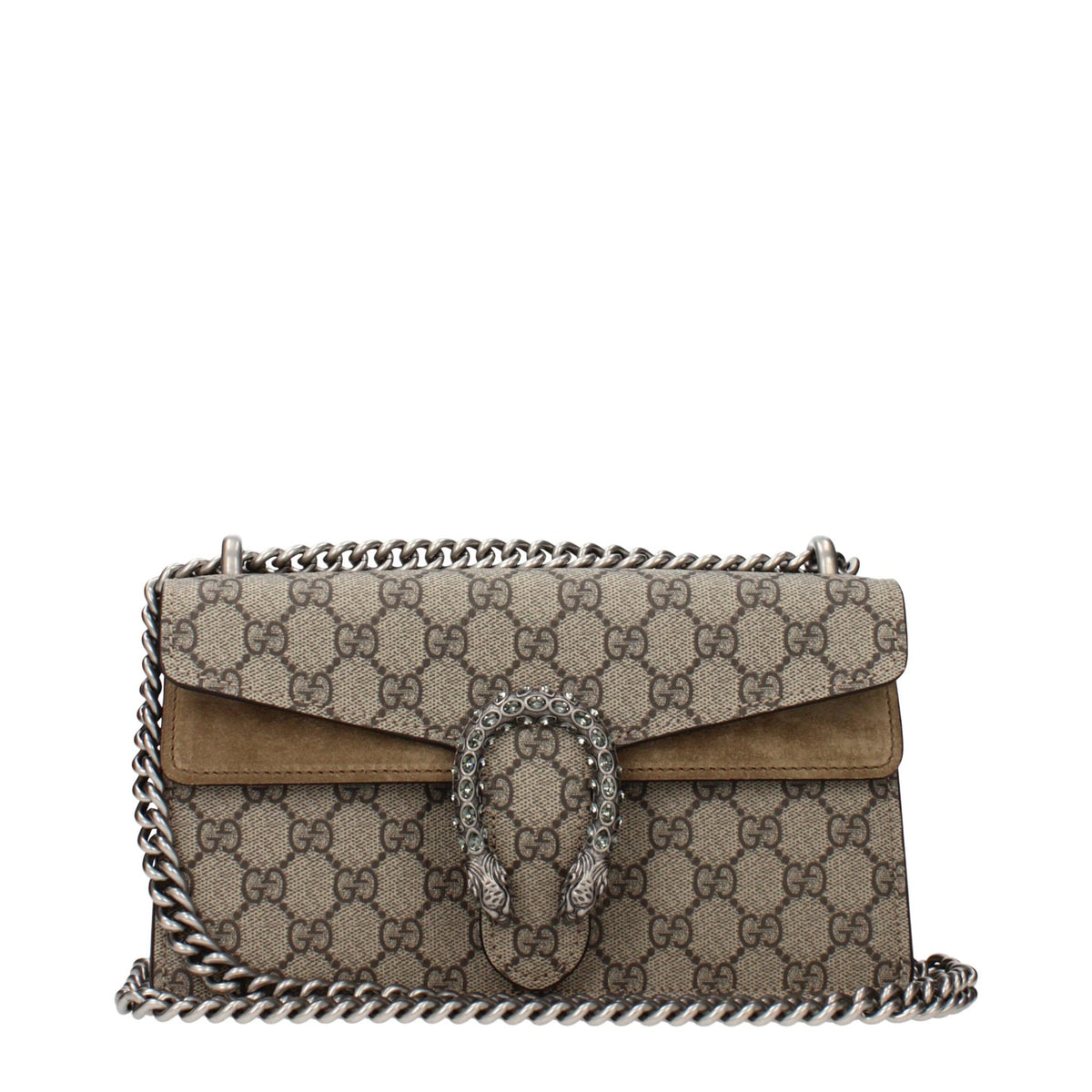 GUCCI Beige Canvas Leather Shoulder Bag