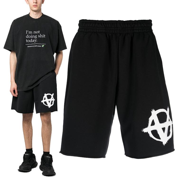 Vetements Men's Anarchy Logo Shorts UE63SP261B BK WH