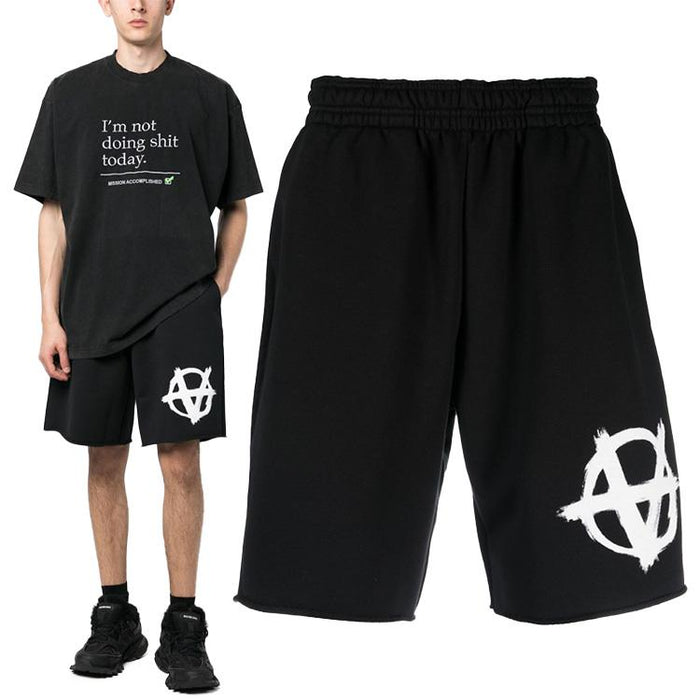Vetements Men's Anarchy Logo Shorts UE63SP261B BK WH