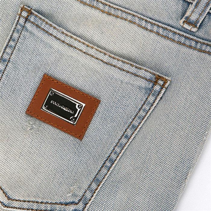 Dolce&Gabbana Light Wash Denim Jeans with Plate Detail