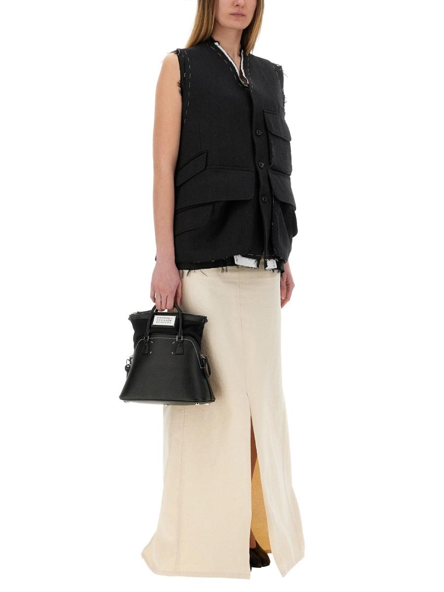 Maison Margiela Black Wool Long Skirt