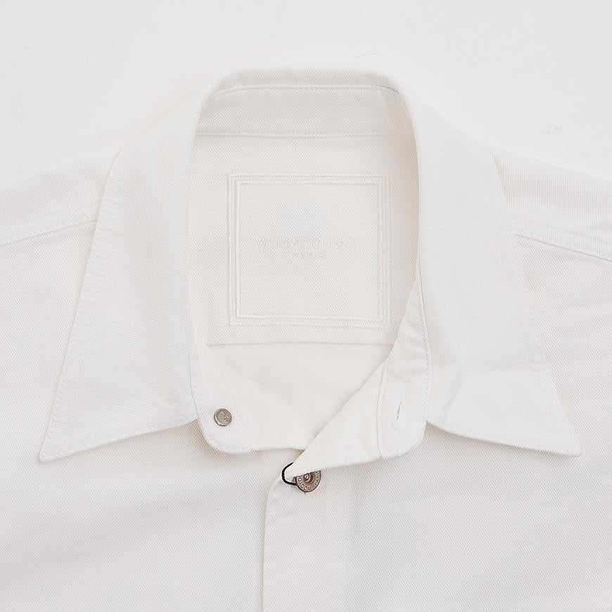 WOOYOUNGMI Men’s Flower Back Logo Denim Long Sleeve Shirt