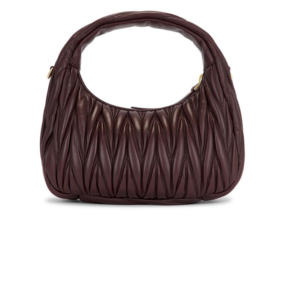 Miu Miu Wander Matelassé Leather Hobo Tote Bag Black