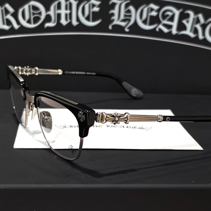 Chrome Hearts Black Glossy Silver-Tone Bonen Neuscher 2 Eyeglasses