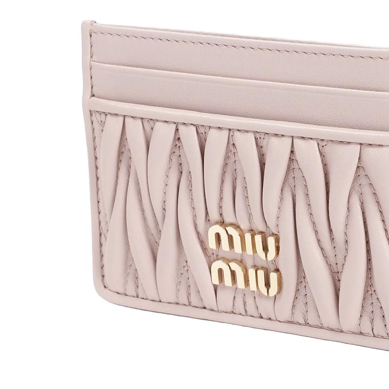 Miu Miu Matelassé Nappa Leather Card Holder Powder Pink 5MC076 2FPP F0236