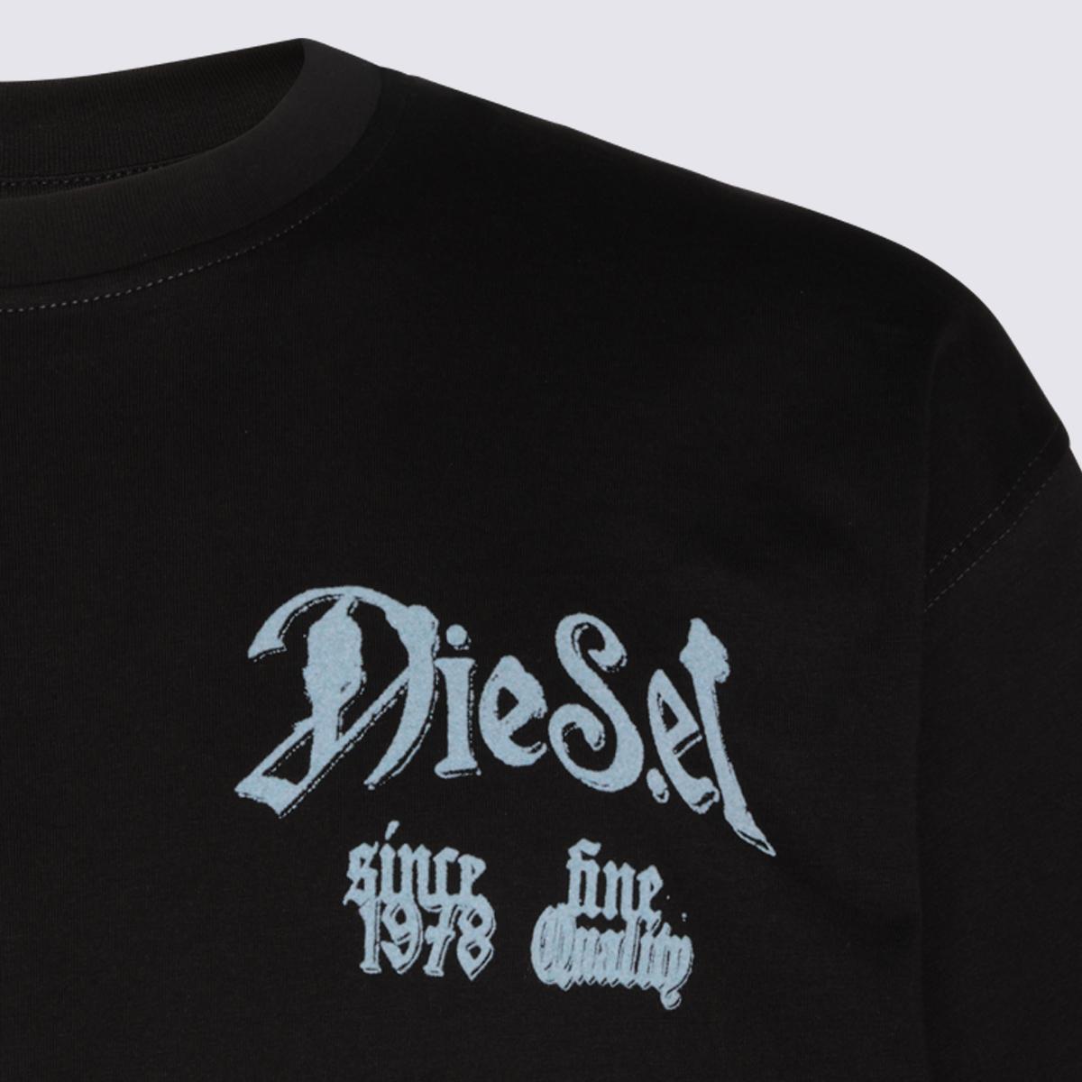 DIESEL Short Sleeve Cotton T-Shirt Black Men's Top