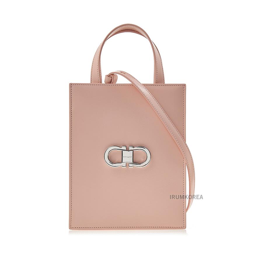 Ferragamo Gancini Mini Shoulder Bag Pink White Tote 0771813
