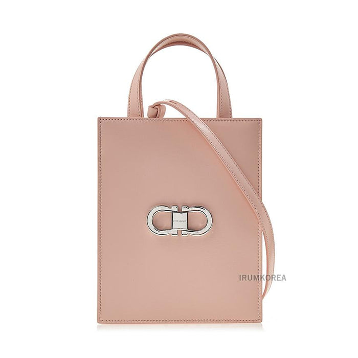 Ferragamo Gancini Mini Shoulder Bag Pink White Tote 0771813