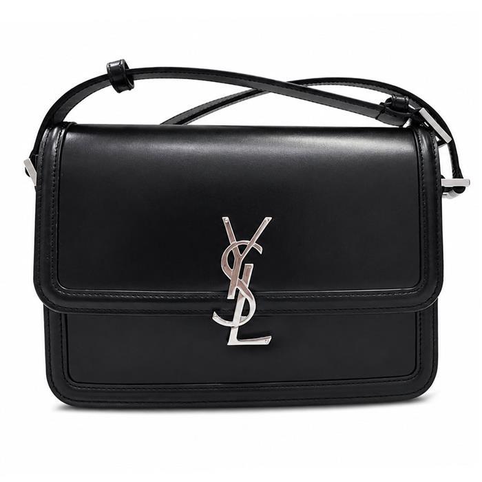 Saint Laurent Cassandra Medium Satchel Shoulder Bag Black Leather