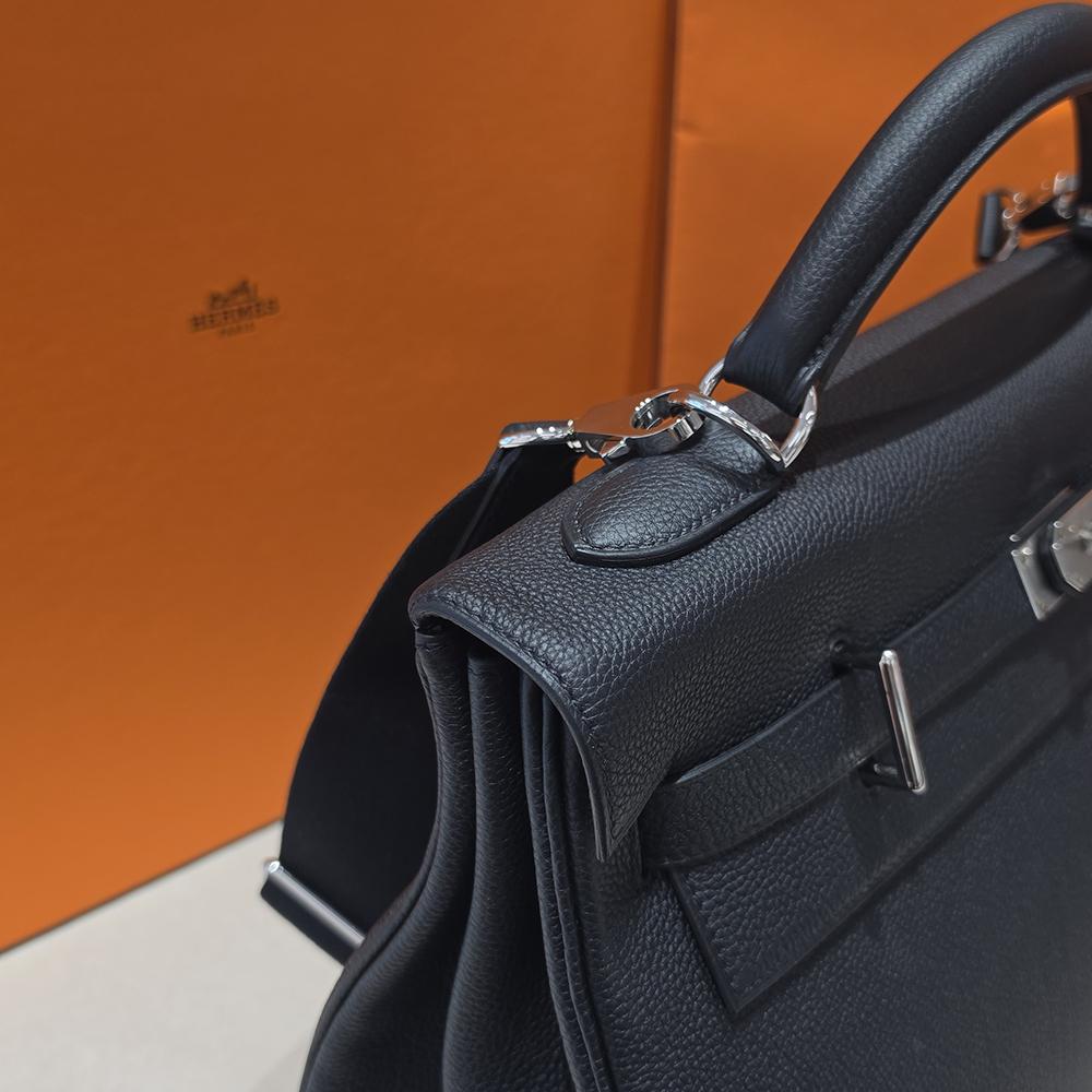 HERMES Kelly 42 Maxi Crossbody Shoulder Bag Black Palladium Hardware