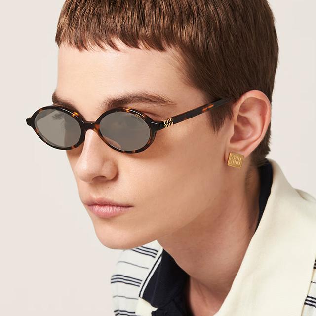 Miu Miu Leopard Mirror Round Acetate Sunglasses Unisex SMU04Z VAU 07F