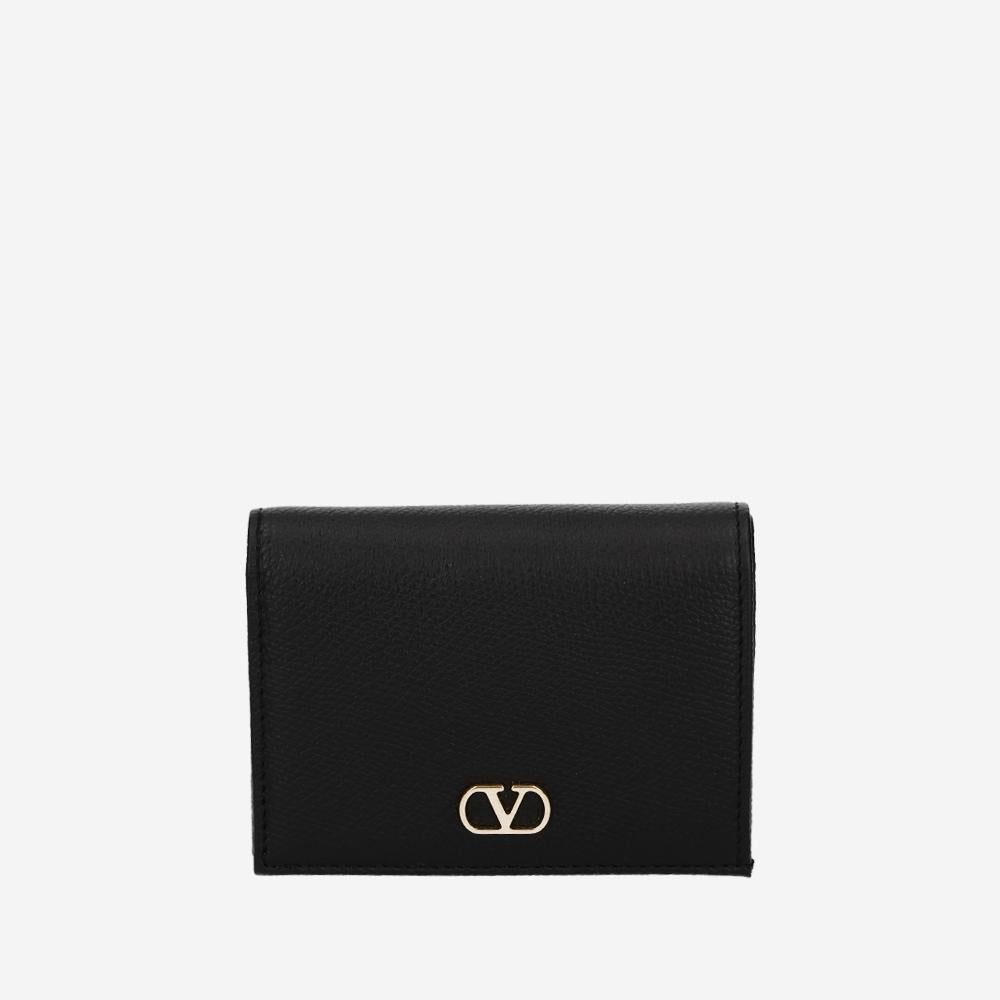 VALENTINO V Logo Signature Leather Compact Wallet for Women P0AJ3 SNP 0NO