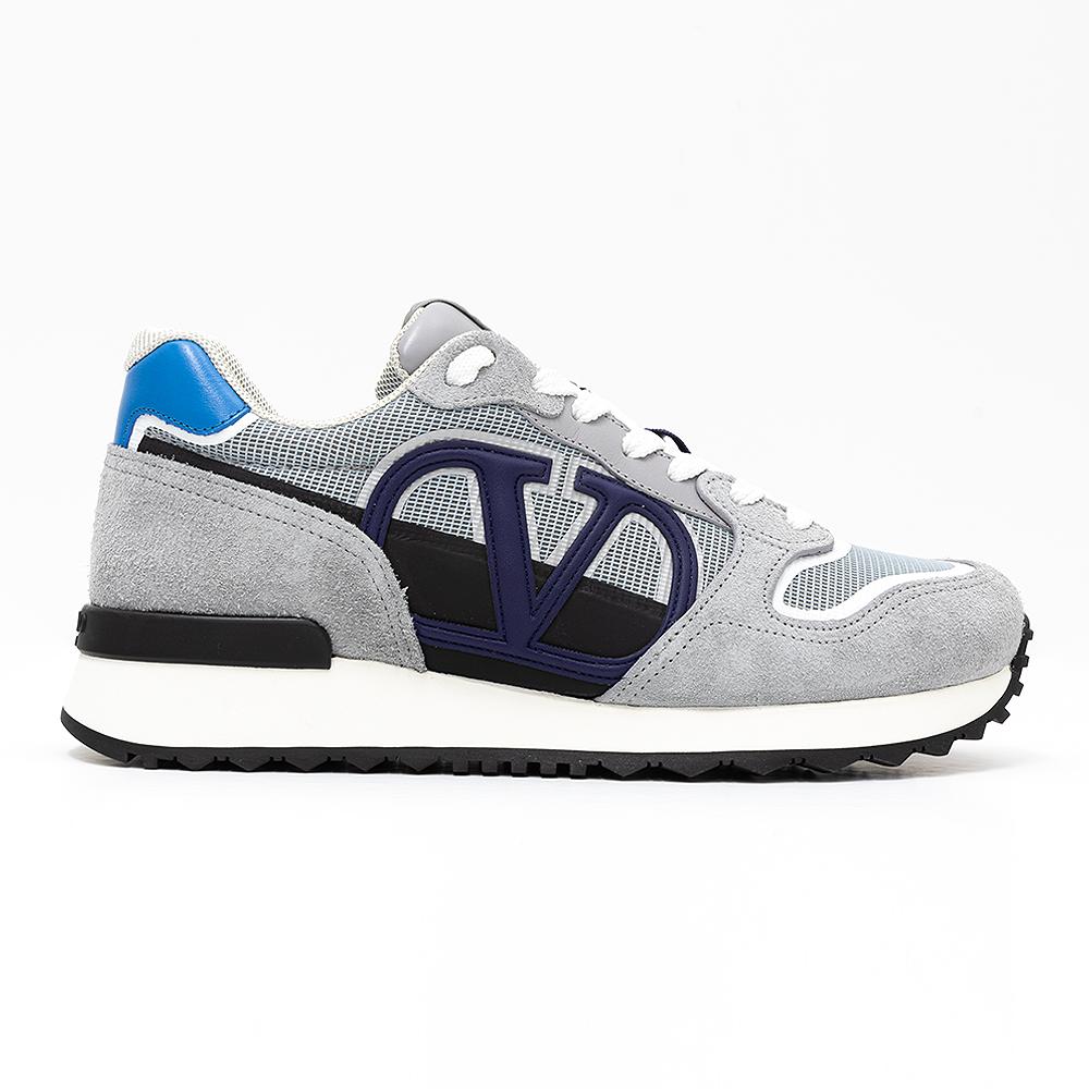 VALENTINO Gray Blue Suede Low-Top Sneakers for Men S0H17 TAE MJM