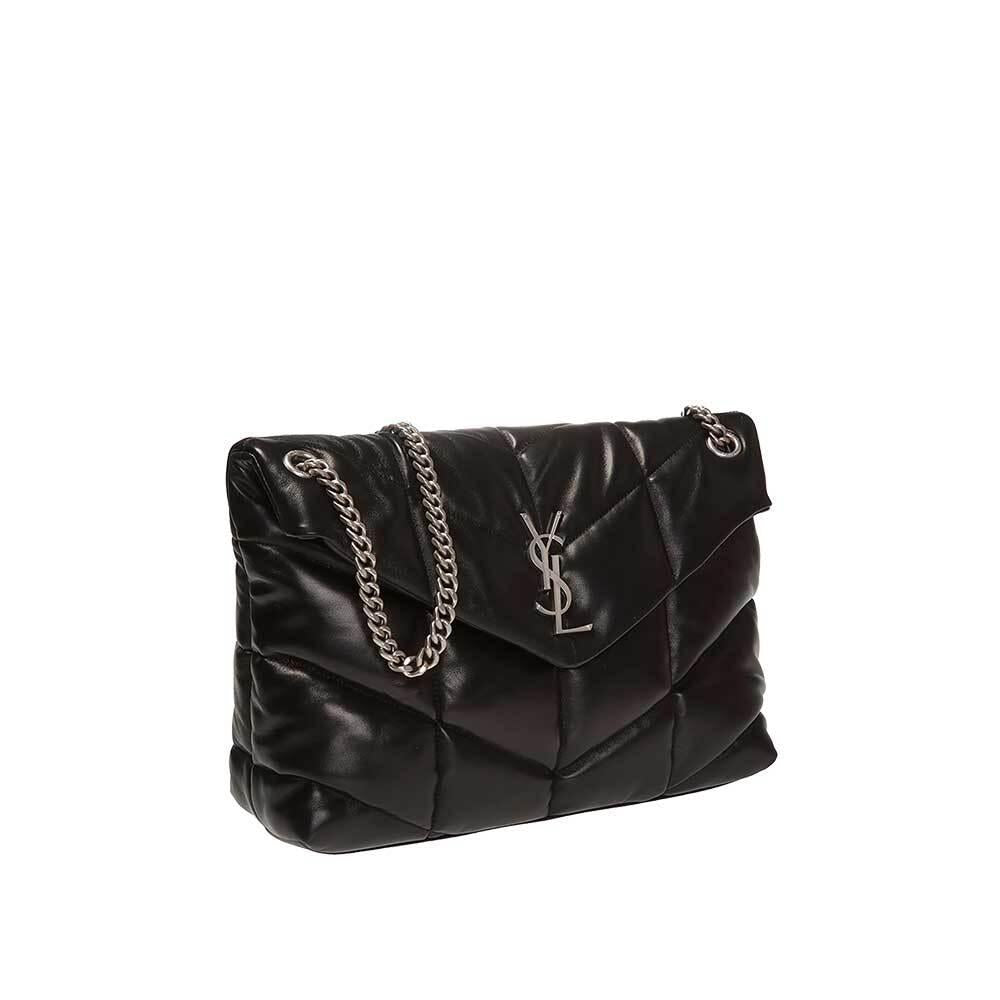Saint Laurent Loulou Quilted Puffer Shoulder Bag Black Leather