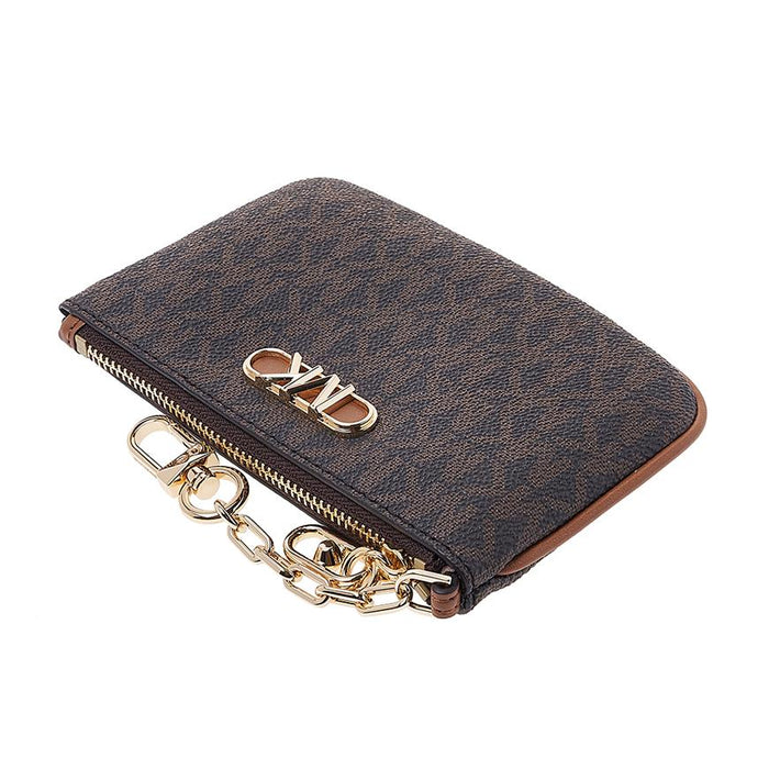 Michael Kors MK Logo Coin Card Wallet Brown PVC Leather