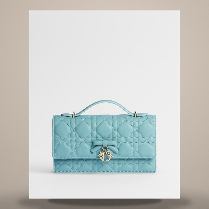 DIOR My Dior Mini Bag Tourmaline Blue Cannage Lambskin Crossbody S0984OUQA M36Z