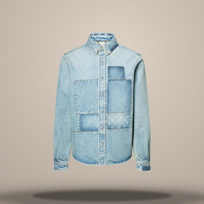 Louis Vuitton Women's Patchwork Denim Long Sleeve Shirt Regular Fit
