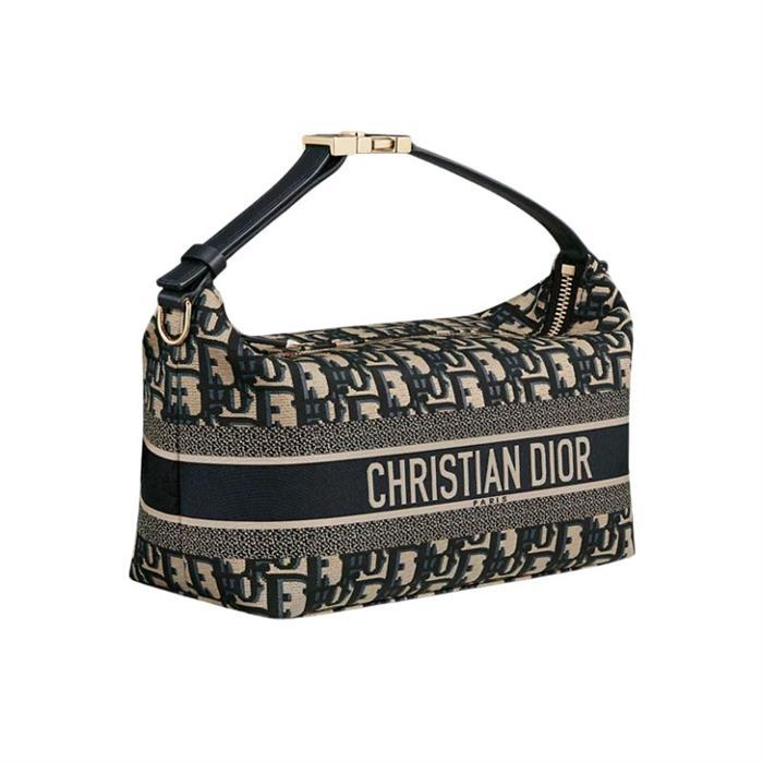 DIOR Travel Nomad Medium Pouch Shoulder Bag Navy Canvas S5554OTZN M928