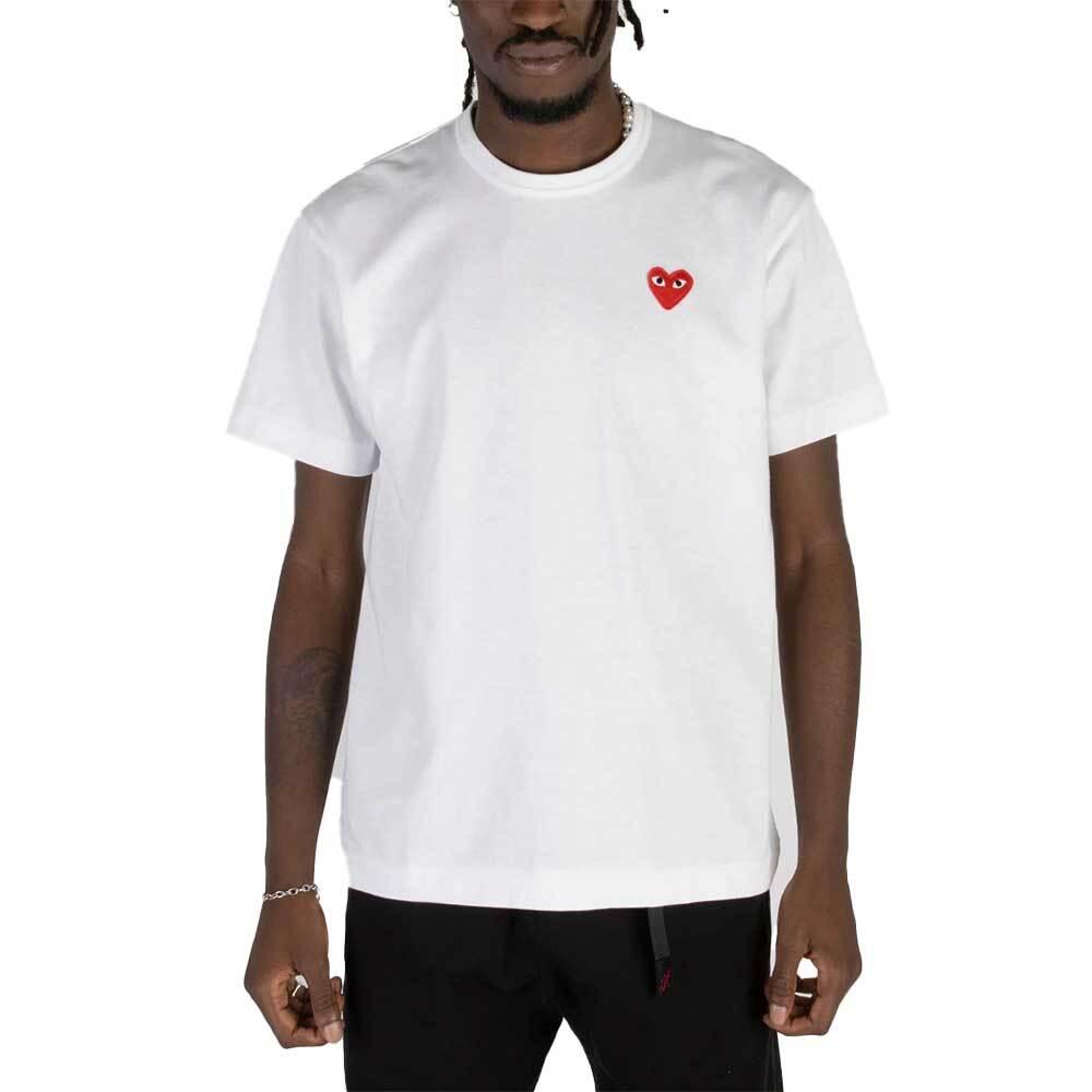 Comme des Garcons White Red Heart Unisex Short Sleeve T-Shirt