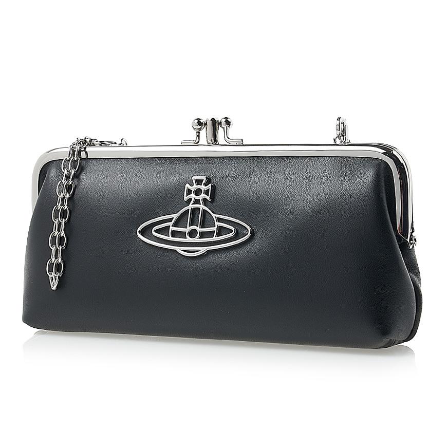 Vivienne Westwood Nappa Thin Line Prime Purse Chain Long Wallet Black