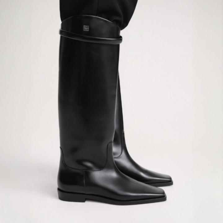 Toteme Black Leather The Riding Knee-High Boots Women 211901825