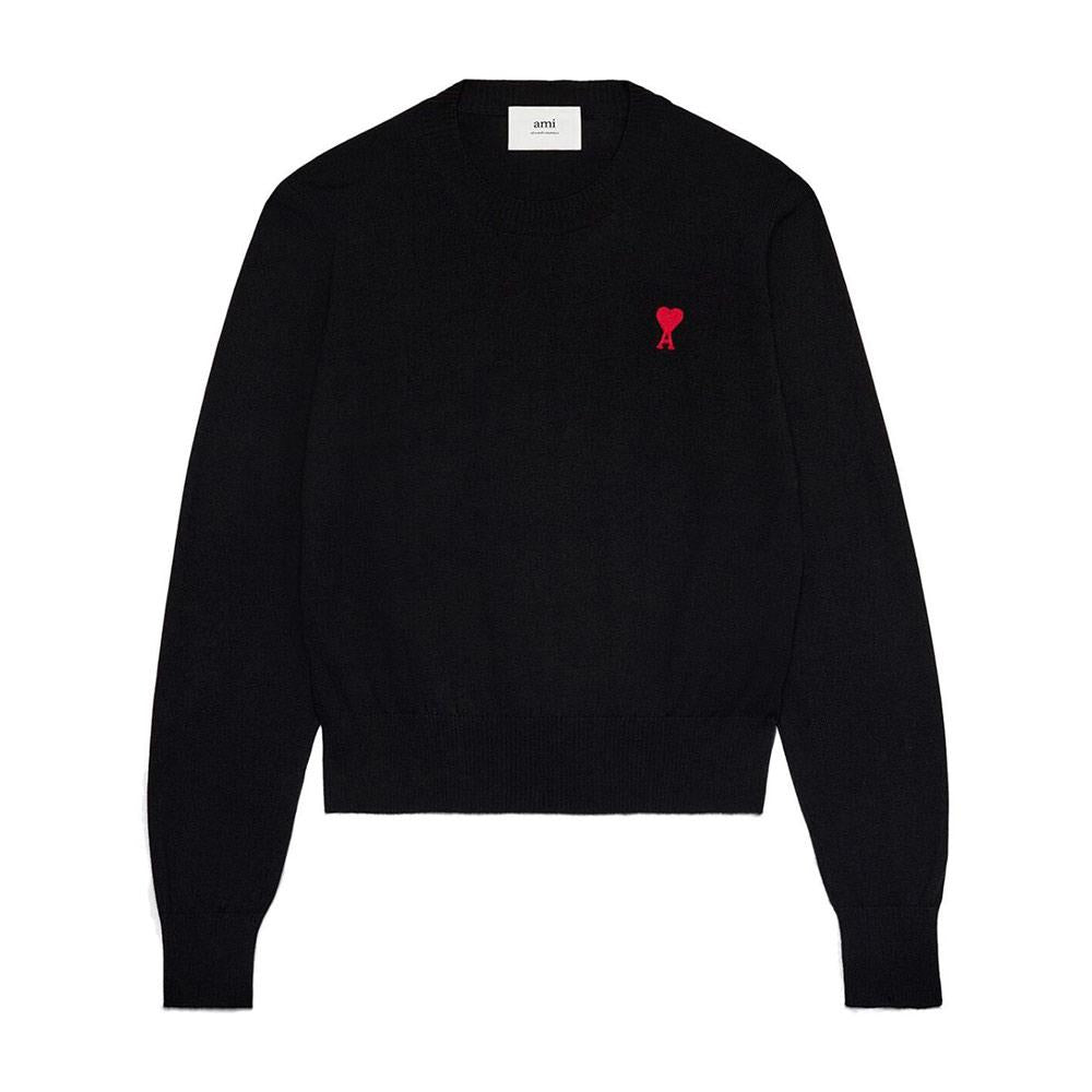 AMI Chainstitch Heart Logo Merino Wool Crewneck Sweater Unisex