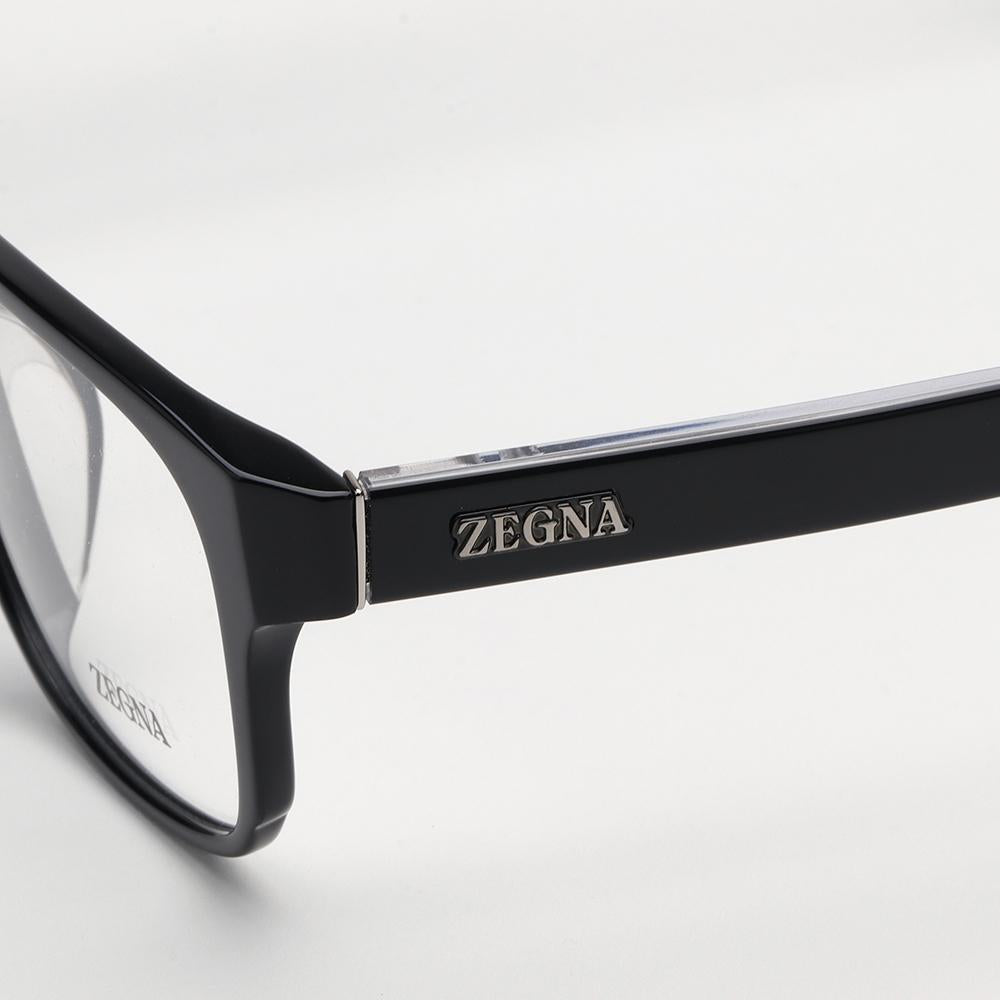 Zegna Acetate Full-Rim Eyeglasses Unisex Black Fashion Frame EZ5262 F 001